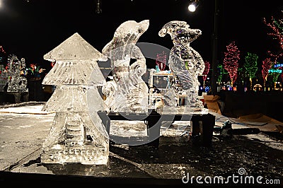 Chicago, USA. 31st December 2016. Ice Sculptures Editorial Stock Photo